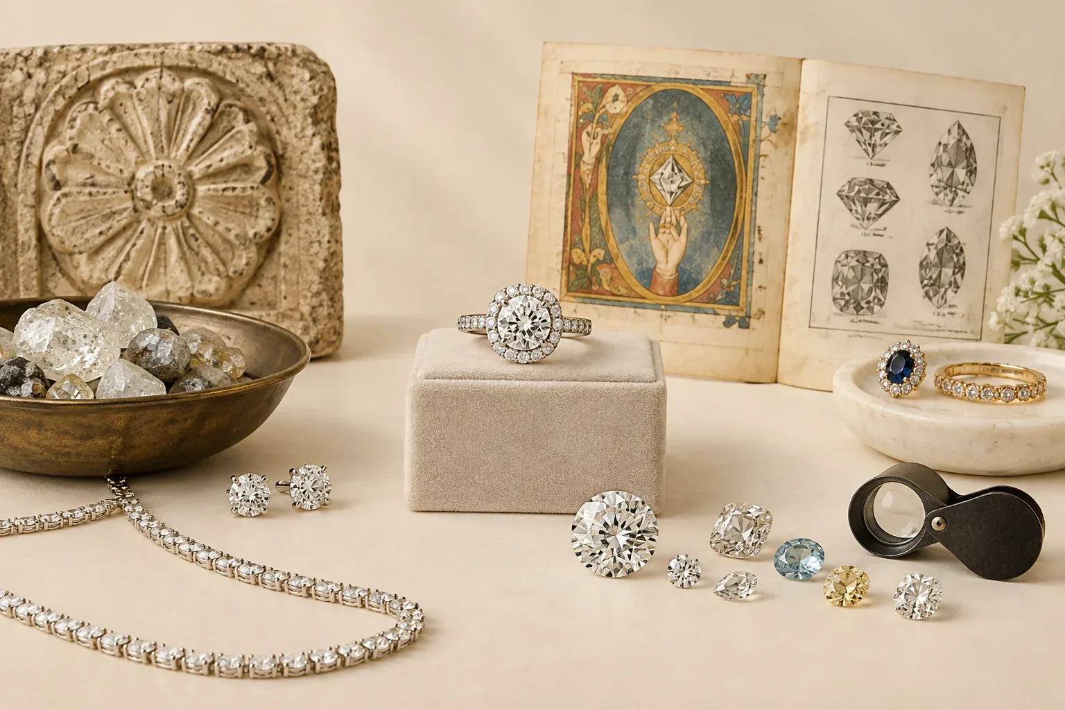 Editorial jewelry still life for Diamond Treatments and Imitations: What Buyers Should Ask