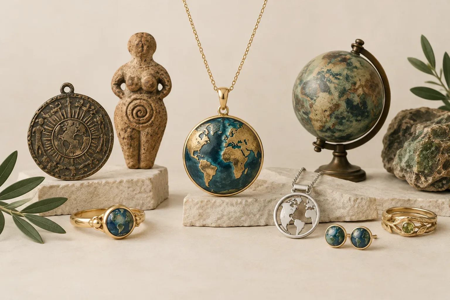 Editorial jewelry still life for Earth Jewelry Meaning: History, Symbolism, and Modern Wear