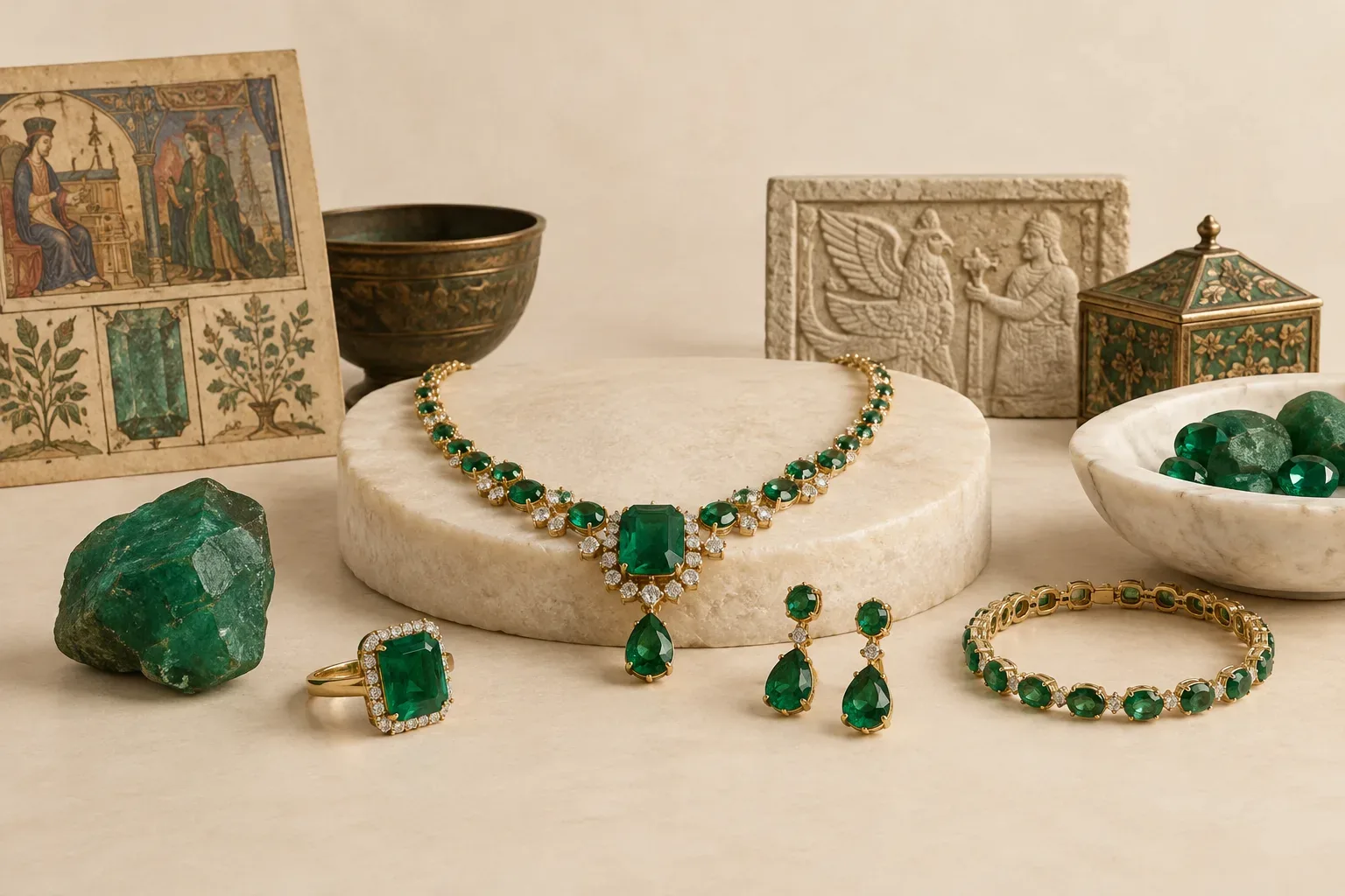 Editorial jewelry still life for Emerald Treatments and Imitations: What Buyers Should Ask