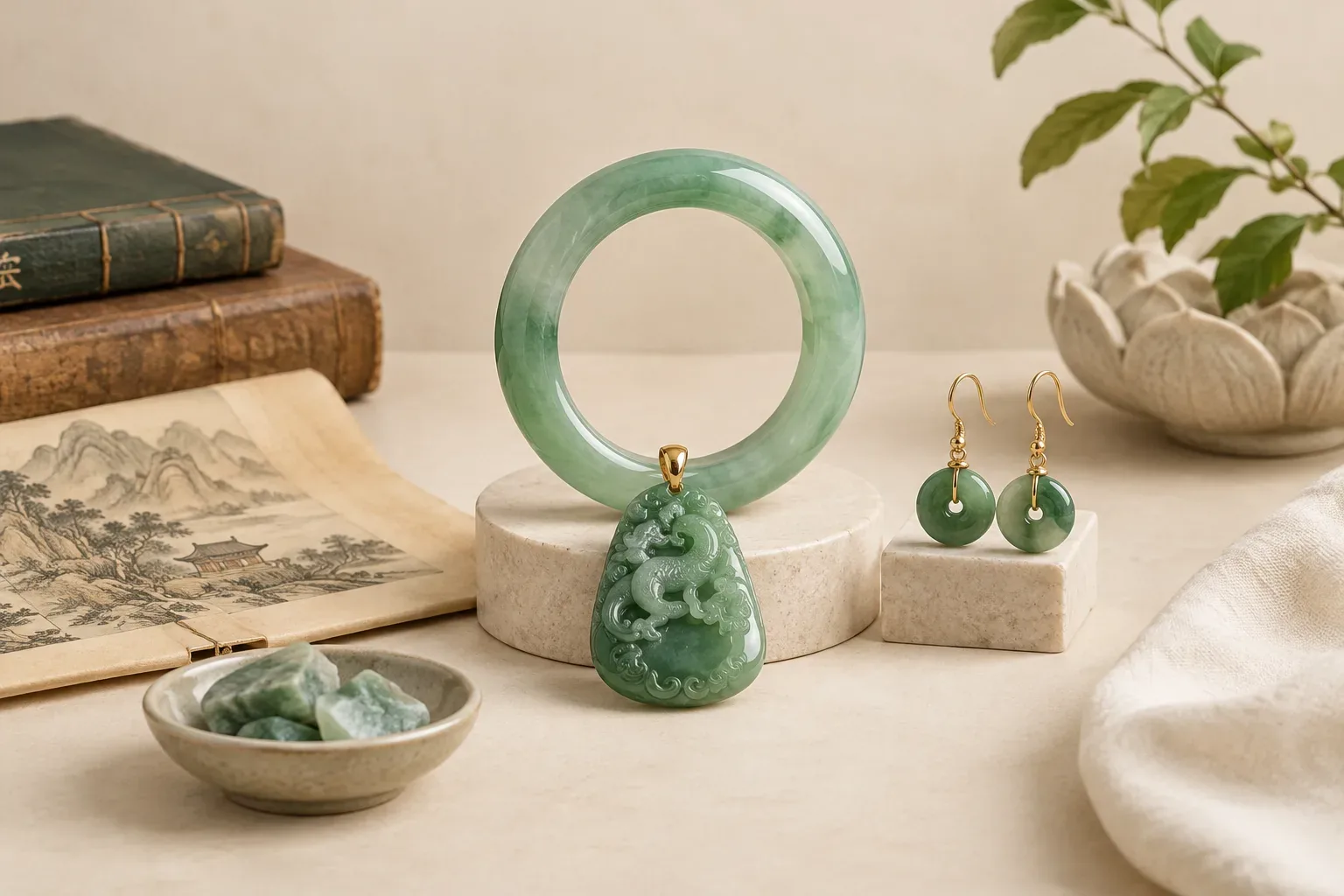 Editorial jewelry still life for Jade Quality and Value Factors: A Practical Buying Guide