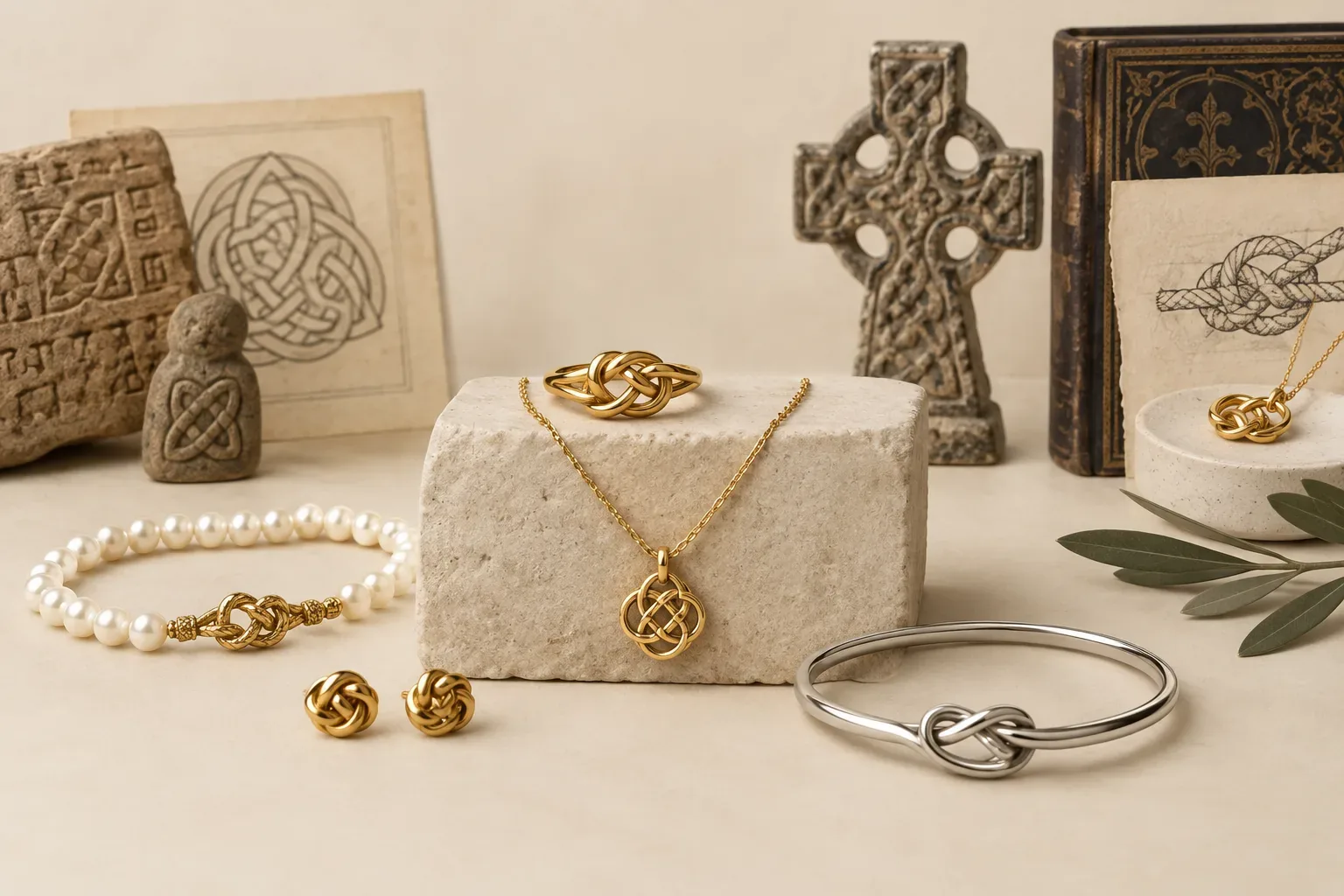 Editorial jewelry still life for Knot Jewelry Meaning: History, Symbolism, and Modern Wear