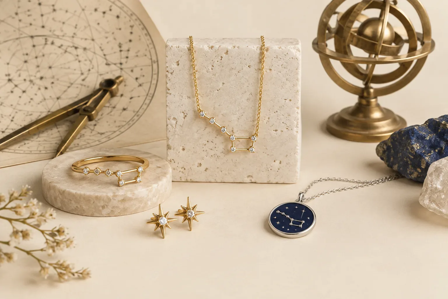 Editorial jewelry still life for Little Dipper Jewelry Meaning: History, Astronomy, and Modern Symbolism