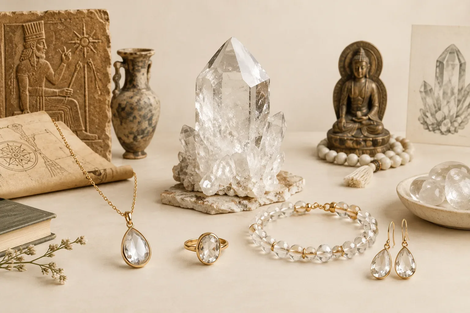 Editorial jewelry still life for Quartz Quality and Value Factors: A Practical Buying Guide