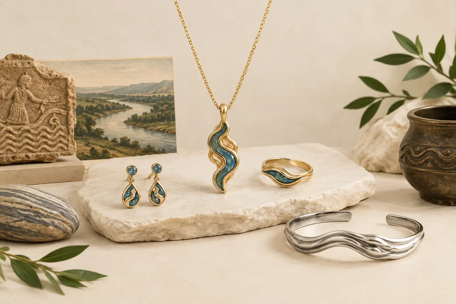 Editorial jewelry still life for River Jewelry Meaning: History, Symbolism, and Modern Wear