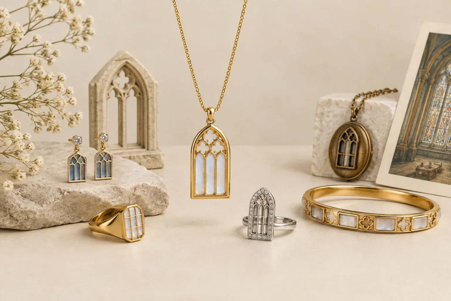 Editorial jewelry still life for Window Jewelry Meaning: History, Symbolism, and Modern Wear