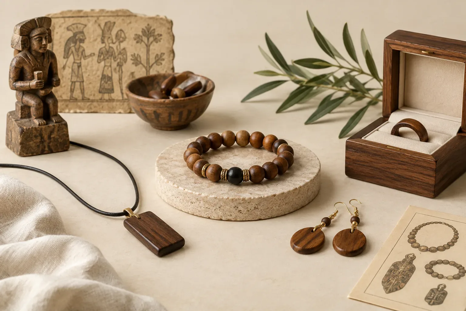 Editorial jewelry still life for Wood Jewelry Cleaning and Storage Guide: Safe Methods and Mistakes
